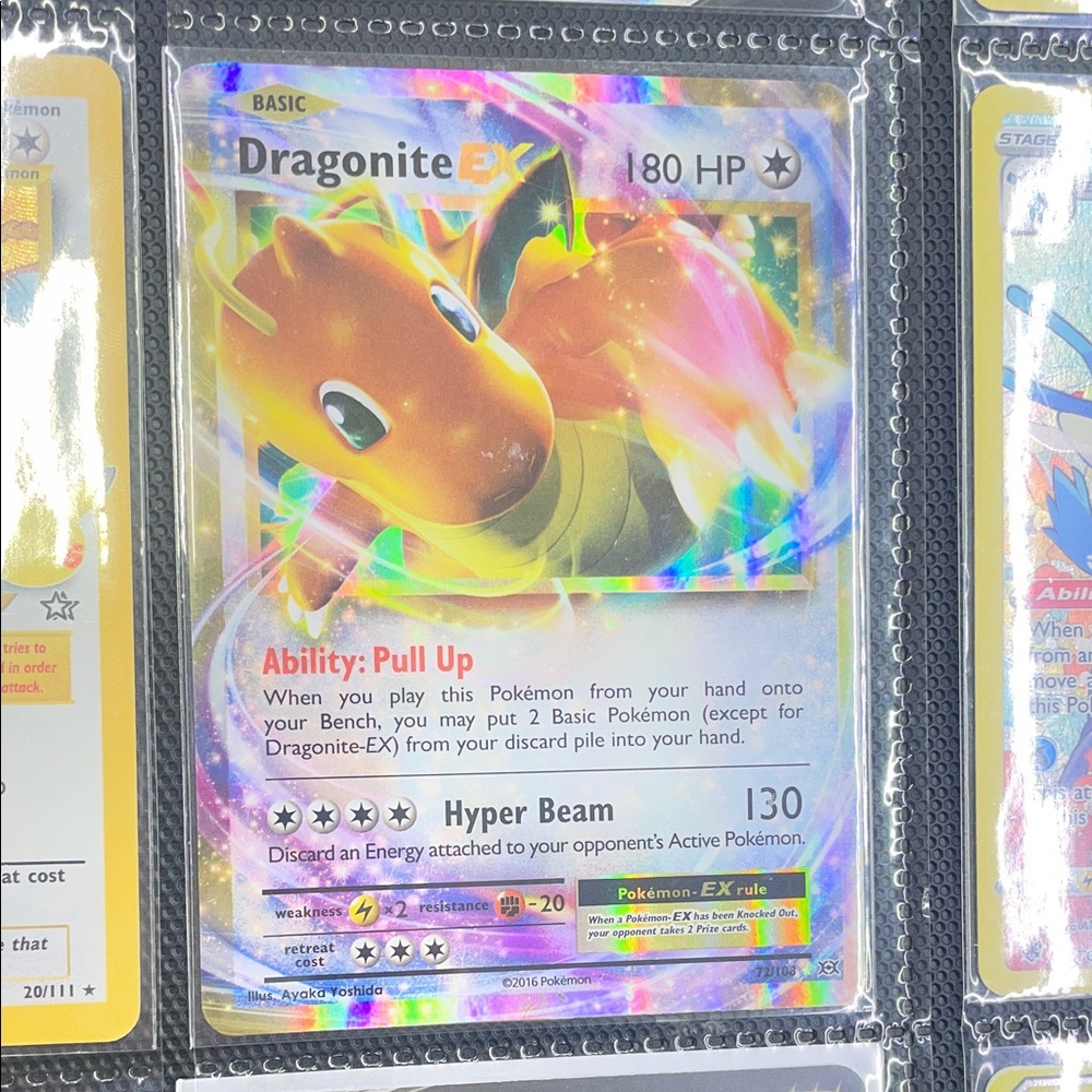 Pokemon Dragonite EX Trading Card - Orange and Green